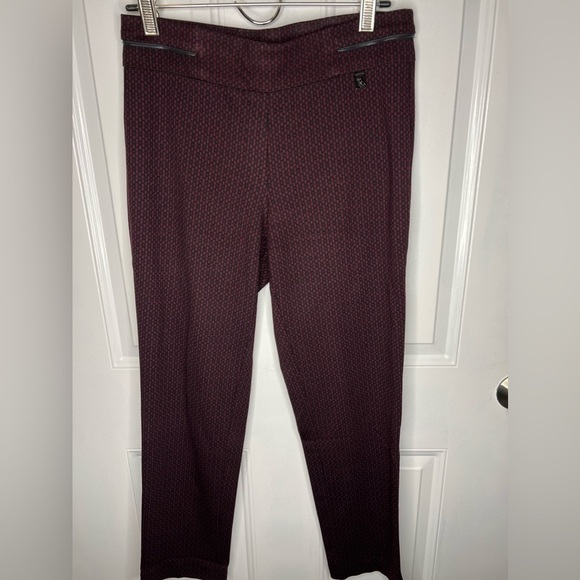 Anne Klein Burgundy & Black Stretchy Ankle Pants Women's NWT - Picture 4 of 9